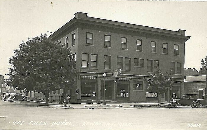 A vintange postcard of the historic Falls Hotel Credit: www.waterwinterwonderland.com