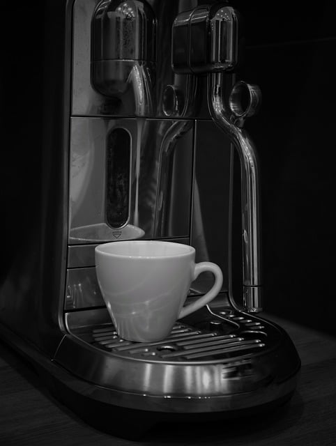 coffee machine, coffee, espresso, enjoyment, cup, coffee cup, monochrome, black-and-white